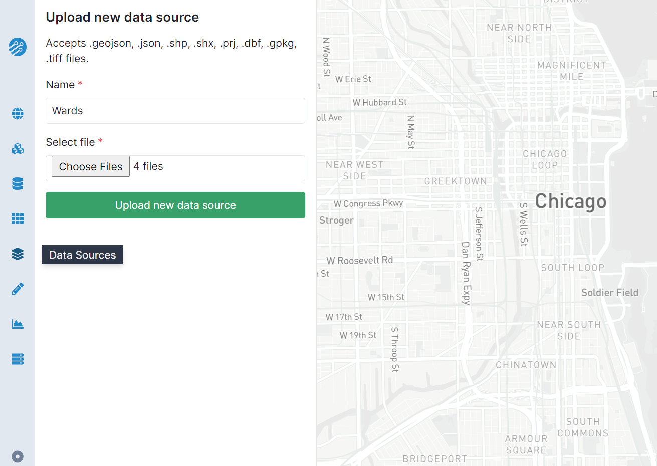 Data source upload form