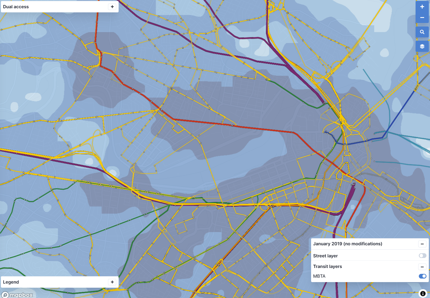 Displaying regional analysis results with the baseline network